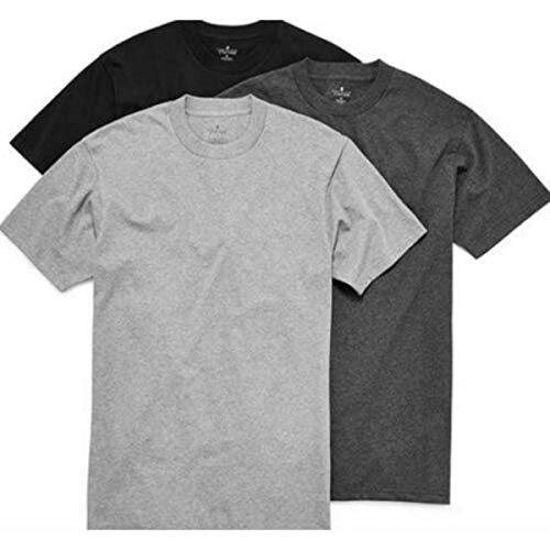 Stafford 3-Pack Men's Heavy Weight 100% Cotton Crew-Neck T-Shirt Black/Grey (X-Large)