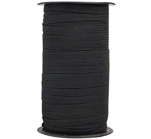 JONKUU 5mm Breite Geflochtenes Gummiband Elastische Schnur Kabel Schwere Dehnung Hohe Elastizität Gummiband Stricken zum Nähen Handwerk DIY (Schwarz)