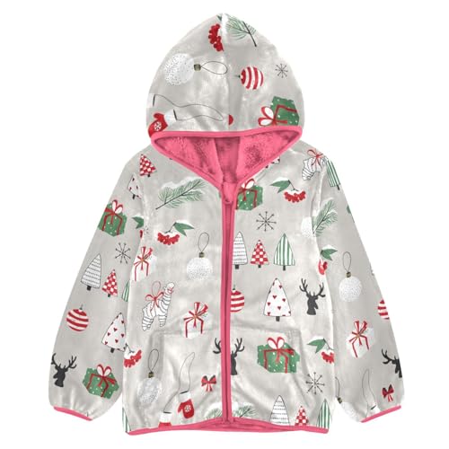 OTVEE Merry Christmas Doodle Kids Hoodie Jacket Fall Spring Full Zip Warm Outwear Coat