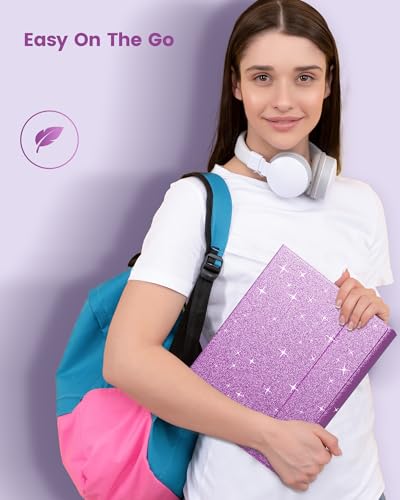 Image of typecase Folio Keyboard Case for iPad 10th Gen 10.9 inch (2022) and iPad 11th (A16, 2025), Magnetic Wireless Detachable Keyboard, 7-Color Backlight, Thin & Light, Pencil Holder - Glitter Purple