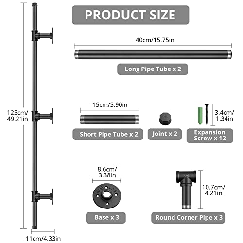 Tanice Stair Handrail, Hand Rails Stairs, 1.25M Handrails for Stairs Anti-Slip Banister Rails, Industrial Pipe Clothes Rail - Image 2