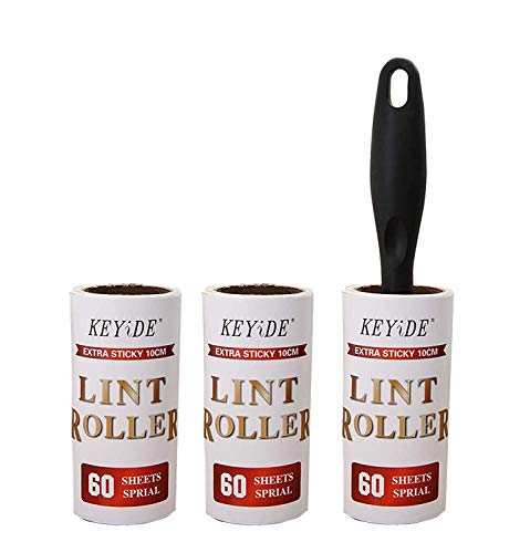 Image of House of Quirk Lint Rollers Brush Reusable Sticky Picker Cleaner Roller Easy-Tear Sheets Pet Hair Lint Roller 10cm Sheet Set of 3 Rolls 180 Sheets, 60 Sheets Each roll Lint Roller Remover - White