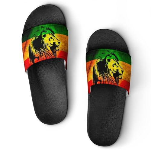 Jamaican Lion Flag Pattern PVC Home Slippers Non-Slip Shower Sandals Summer Indoor Outdoor Beach for Men And Women