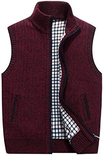 Men Stand Collar Full-Zip Cardigan Sleeveless Sweater Vest Waistcoat,1,Small