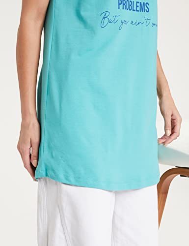 Image of Amazon Brand - Symbol Women's Graphic Cotton Stretch Half Sleeve Round Neck Regular Fit T-Shirt (Tunic Length)