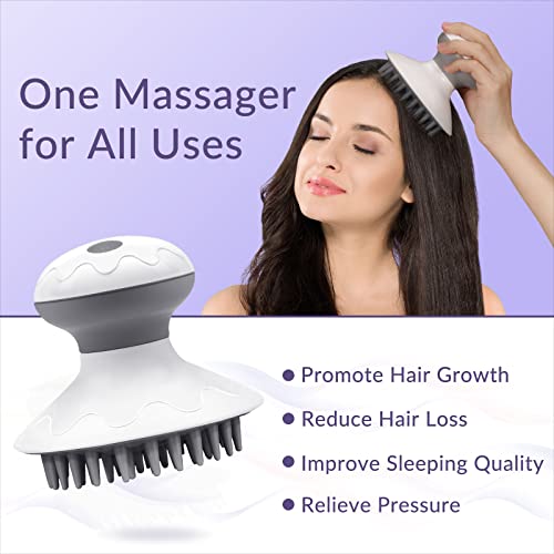 Image of Visenta Multi-Function Electric Scalp Massager, Vibrating Head Massager with 3 Modes for Stress Relief and Hair Growth, Made of Durable and Soft Silicone, Battery Operated to Use at Home and Travel.