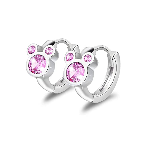 Cubic Zirconia Small Hoop Earrings 925 Sterling Silver Plated Hypoallergenic CZ Mouse Cute Cartilage Huggie Hoops for Women 16G Piercing Ear Stud