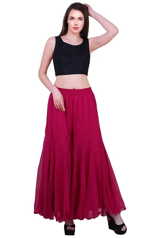 Kvish Regular Loose Fit Solid Colour Georgette Flared Sharara Palazzo for Women (Pink-XX-Large) offers donot miss 5 Kvish Regular Loose Fit Solid Colour Georgette Flared Sharara Palazzo for Women (Pink-XX-Large) offers donot miss