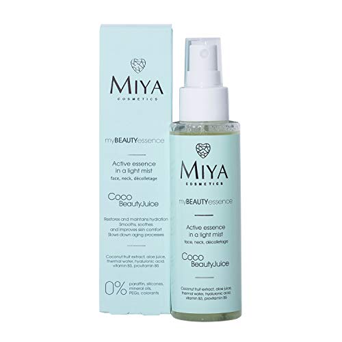 Miya Cosmetics Coconut Light Active Face Mist | 100 ml | Contiene ácido hialurónico, vitamina B3 y provitamina B5 | Restaura la hidratación, hidrata, suaviza y ralentiza el proceso de envejecimiento,