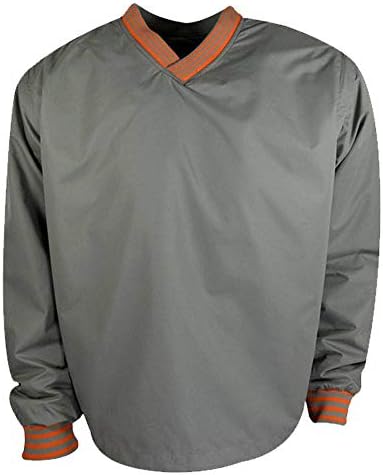The Weather Company Golf Microfiber V-Neck Windshirt Gray/Black/Orange Large