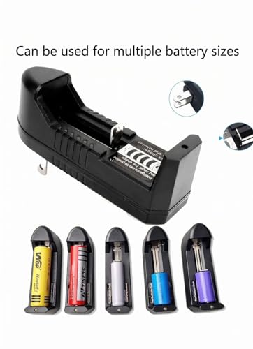 Image of Universal Lithium Battery Charger, Li-on Battery Charger 18650 /16340 /14500,LED Indicator, Portable Design