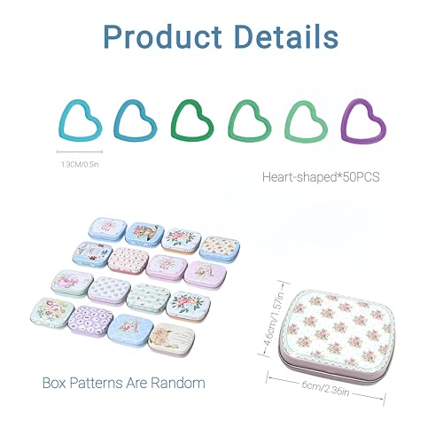 Image of Wonafa 50Pcs Heart-Shaped Metal Stitch Markers,Metal Colorful Crochet Stitch Markers,with Storage Box for Crocheting Clothing Tag DIY Craft Project (Heart-Shaped-50Pcs)