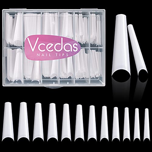 Vcedas 240PCS White Extra Long Coffin Nail Tips Half Cover XXL French Coffin C Curve Press on Nail Tips for Women with Box Vcedas 240PCS White Extra Long Coffin Nail Tips Half Cover XXL French Coffin C Curve Press on Nail Tips for Women with Box