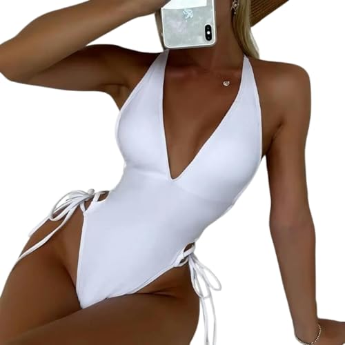Gyios Maillot de Bain Une Pièce Brillant pour Femme – Sexy Monokini Trikini Piscine Et Vacances D'été S-XL-Marron-XL