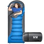 Trail Alpine 400 XL Hooded Sleeping Bag (L230cm × W100cm), Large Extra-Wide 4 Season Sleeping Bag, 400gsm for Winter Camping, Lightweight & Water-Resistant, Polycotton Lined, Compression Sack (Blue)