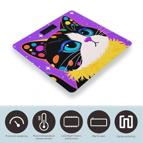 Báscula digital para baño Colorful Cat con capacidad 400 lb miniatura 3
