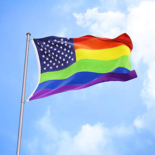 Flagburg Usa Rainbow Flag 3X5 Ft, American Gay Pride Flag With Heavy Duty Embroidered Stars And Brass Grommets, Vibrant Color (Not Print), Uv Fade Resistant, Us Lgbtq Flags For Peace/Equality/Pride #TOP7