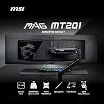 MSI MAG MT201 - Premium Heavy Duty Single Monitor Stand Arm, Supports 17-49" Screens and 44 lbs, VESA Compatible, Adjustable Spring Assisted Mount, Clamp & Grommet, Quick Release Plate - Black