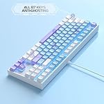 MageGee 75% Mechanical Gaming Keyboard with Blue Switch, LED Blue Backlit, 87 Keys Compact TKL Wired Keyboards for Windows Laptop PC Gamer - Blue/White - Image 5