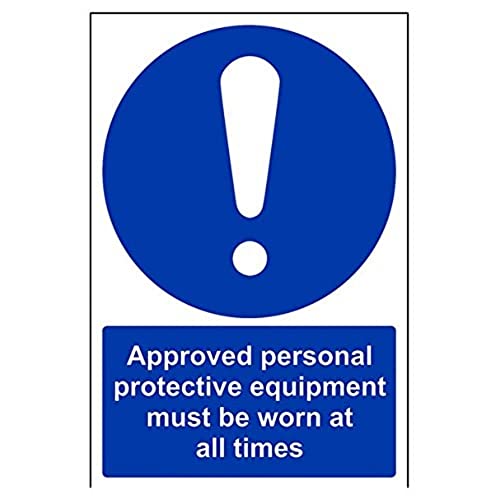 V Safety Approved Personal Protective Equipment Must Be Worn At All Times PPE Sign - 200mm x 300mm - Self Adhesive Vinyl