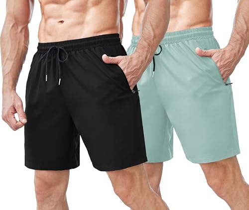 Image of TAGDO Men's Athletic Shorts with Zipper Pockets | Lightweight Workout Running Shorts Pants for Men | Elastic Waist Drawstring Gym Shorts for Training | Fitness, Sports, Casual Wear (2051)