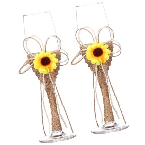 Alipis Copas de Vino Boda Diseño Girasol con Cuerda Rústica Copas Elegantes para Fiesta Nupcial Banquetes y Despedidas Soltera