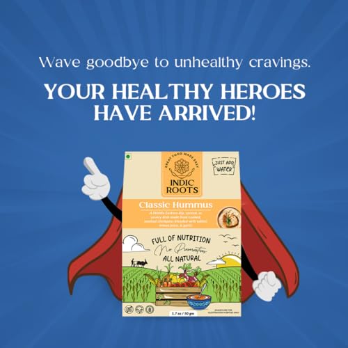 Image of Indic Roots Classic Hummus | Traditional Flavors Pantry | 50g | Just Add Water, Instant Food | Healthy Natural Ready to Eat | No MSG (Pack of 1)