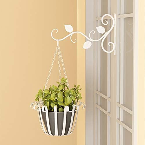 NUPTIO Wall Hanging Plant Bracket, 2 Pcs White Iron Hanging Hooks Wall Brackets 29.5cm Flower Pot Bird Feeder Hanger Retro Outdoor Indoor Garden Hook with Screws for Balcony Wind Chime Lantern