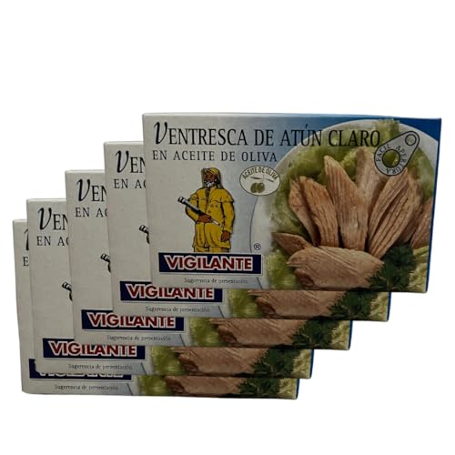 Ventresca de atún claro en aceite de oliva Vigilante, pack 5 latas