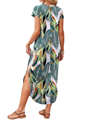 Image of RUMIA Summer Maxi Dresses for Women Cap Sleeve Long Sundress with Pockets