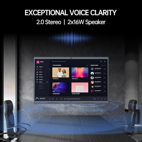 Image of JAV 75 Inch Smart Board with Stand 4K UHD Interactive Whiteboard with EDLA Certification Built-in Android OS for Classroom Office Home Digital Display 8+128 GB for Hybrid Work
