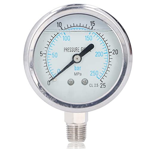 YWBL-WH - Manomètre à vide, manomètre à vide en acier inoxydable, spécification de filetage NPT, pour appareils de mesure électromécaniques (0~25 MPa)