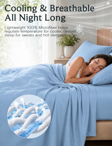 Image of Cal King Size Sheets Set, Cooling & Soft Deep Pocket Bed Sheets, 4PC