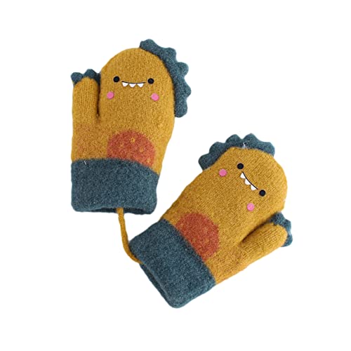 Ipetboom 1 Pair Velvet Dinosaur Gloves Thick Winter Gloves for Boys and Girls Cartoon Mittens Warmth Retention