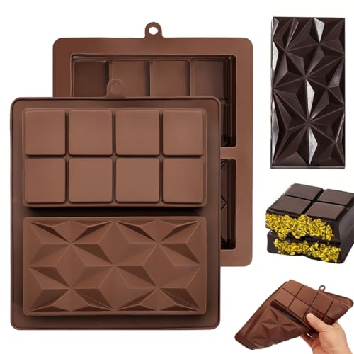 2 Piezas Molde Chocolate,Molde Tableta Chocolate Silicona,Alimenticio Antiadherente Break Apart Moldes De Chocolate, Molde Chocolate Dubai,Para Hornear Cocina DiseñO De Navidad