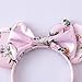 PAITTY Pearl Mouse Ears Bow Headbands for Girls Kids Sparkle Hair Band Ear Headband Party Princess Trip Cosplay Costume Decor (Pale Pink Printed Floral)