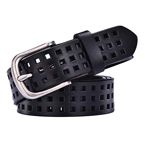 Andongnywell Plus Size Belt for Women Leather Belt Ladies Leather Women Hollow Cowhide Decorative Jeans Belt