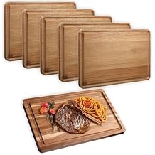 6Pcs Acacia Wood Cutting & Reversible Charcuterie Board with Juice Groove - 11.8" x 7.9" Durable Eco-Friendly Chopping Board for Meat, Fruits, Vegetables & Cheese 6