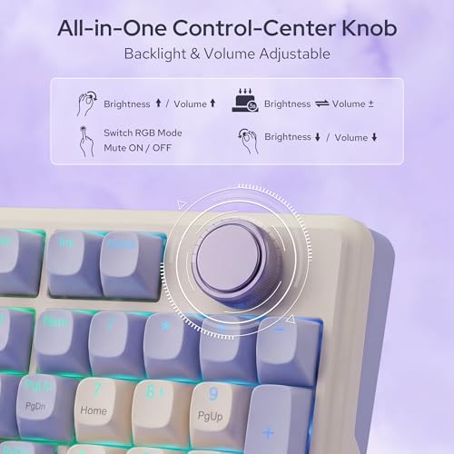 Image of Redragon K768 PRO 100 Keys Wireless Gasket RGB Gaming Keyboard, Massive 8000 mAh PBT Mechanical Keyboard w /Hot-Swap Socket, Dedicated Knob Control & 5-Layer Noise Dampening, Custom Yolk Linear Switch