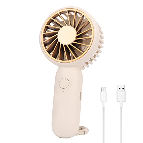 UKOFEW Mini Ventilateur avec Cochet, USB Ventilateur de Poche Portable, Petit Ventilateur à Main Rechargeable, 3 Vitesse Réglable Mini Fan Silencieux pour Camping, Bureau, Sport, Voyage(Blanc)