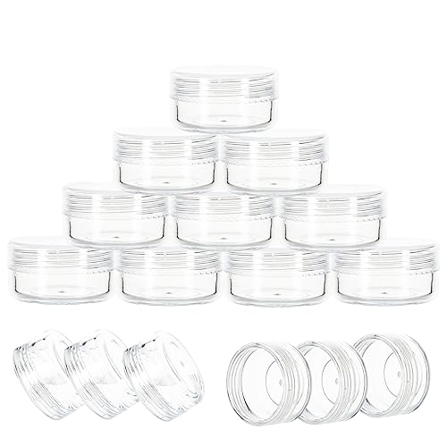 10 Gram Sample Containers with Lids, 10Pcs Clear Sample Jars, Small Cosmetic Travel Container for Makeup, Lotion, Cream, Powder, 10 ML Mini Containers with Lids