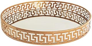 American Atelier Greek Key Round Mirror Tray, Gold