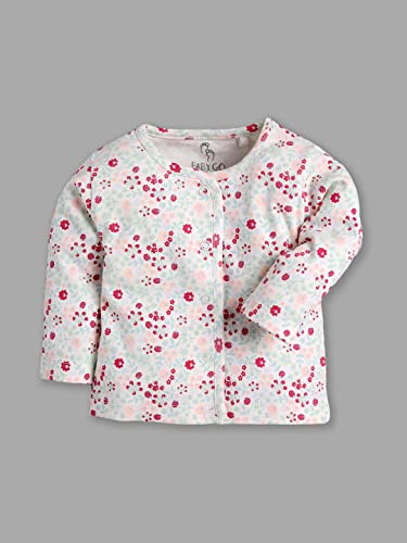Image of Baby GO Baby Boys & Baby Girls 100% Cotton Full Sleeve Front Open T-Shirt Pack of 3 | Soft Breathable Infant Clothing with Snap Buttons | Printed Newborn Baby Wear Daily Use
