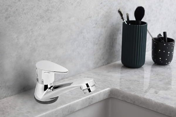 Image of ABS Pillar Tap with PVC Waste Coupling for Wash Basin,Drain Outlet Chrome Finished Bathroom, Sink and Kitchen Cartridge Faucet Bib Tap Faucet