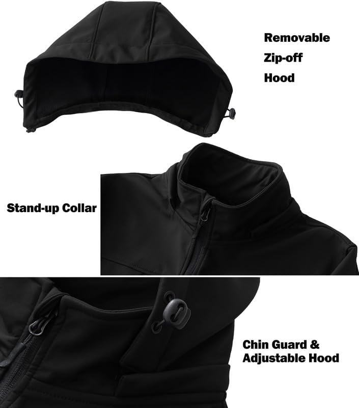GGleaf Men's Softshell Jacket with Hood Waterproof Windbreaker Lightweight Rain Shell Jacket for Outdoor Hiking - Image 6