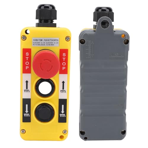 Hoist Button Control, Emergency Stop, Up Down Crane Pendant Switch, with Push Button for Industrial and Automation Control