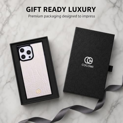 Image of COCOMII Rectangle for iPhone 16 Pro Max Case, Ivory Crocodile Leather