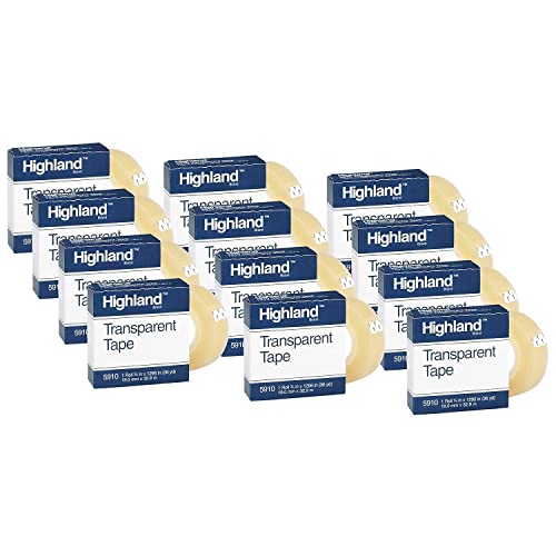 Image of Highland Transparent Tape, 3 /4 inch x 36 yds., 12 Rolls (MMM5910341296-12)