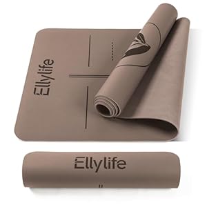 Tapis de Yoga en Caoutchouc Naturel avec Repères d’Alignement, ECO PU/TPE, Extrêmement Antidérapant, avec Sangle, Pour Yoga, Pilates et Fitness à la Maison