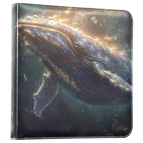 JIPONI Humpback Whale Large Photo Album, DIY Leather Cover Scrapbook Albums for 4x6 5x7 6x8 Pictures, Self Adhesive Memory Book for Wedding, Baby, Family